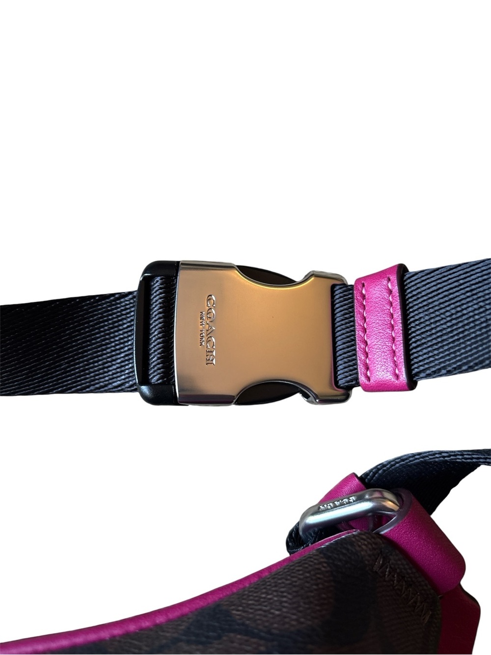 Coach Brown Signature Belt Bag with Hot Pink Leather Accents - Picture 4 of 7
